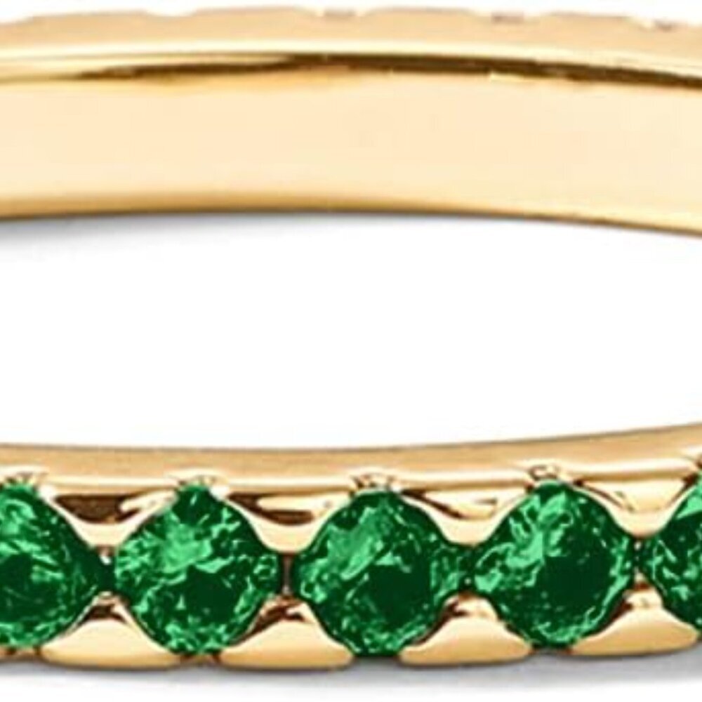 Yellow Gold Green Cz Stackable Ring - image 3